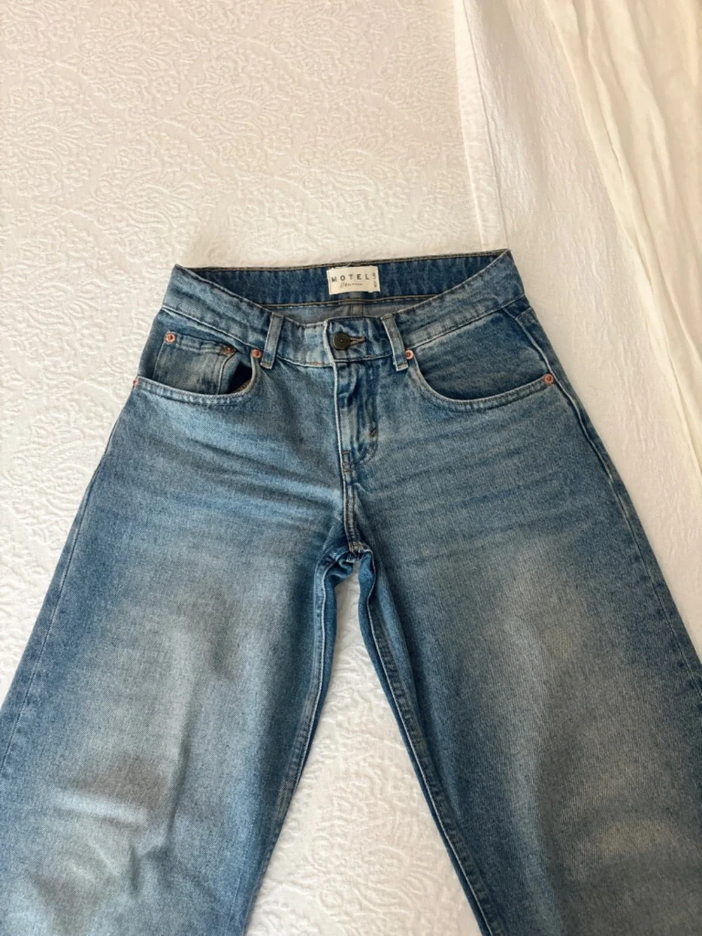 Motel Rocks Low Rise Parallel Jeans in Powder Blue - Picture 6 of 10